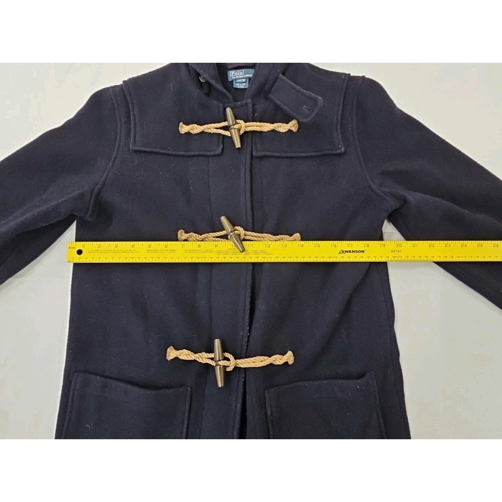 Polo Ralph Lauren Wool Duffle Coat Navy  Coastal Jacket Size L(14-16) - Picture 2 of 10